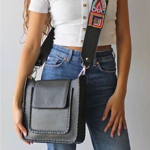 Genuine leather sizeable crossbody